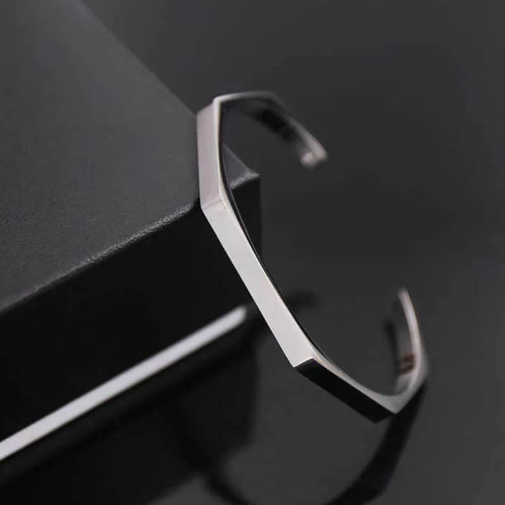 Stainless Steel Hexagon Cuff Bangle